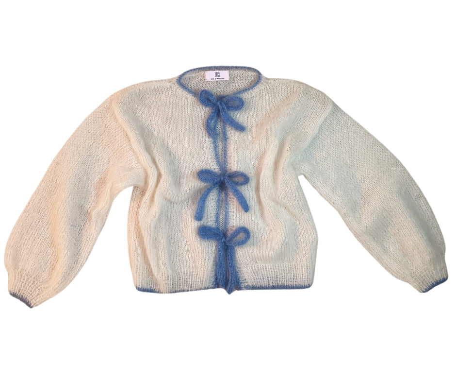 Luksusowy sweter alpaka z jedwabiem baby blue – ręcznie robiony